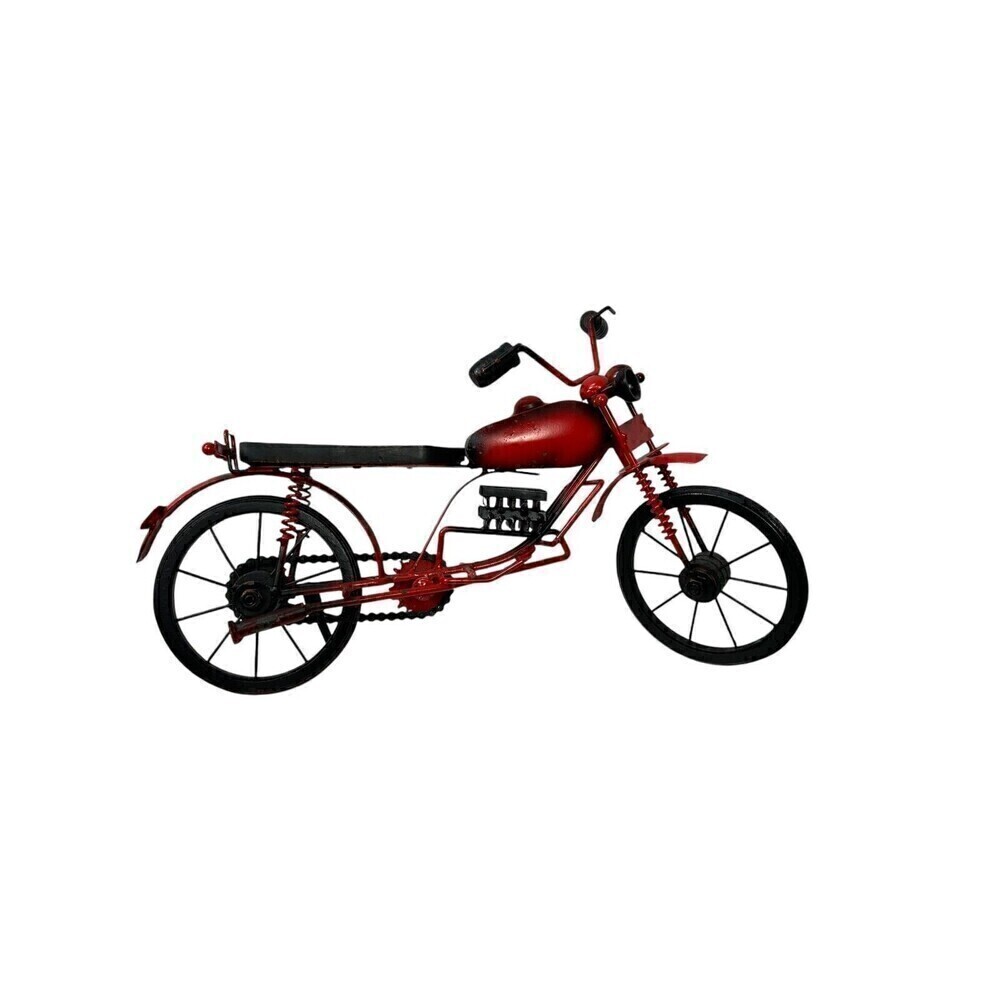 Red Black‎ Metal Motorcycle 17"W X 9"T Home Decor Moveable Parts Bike Rck